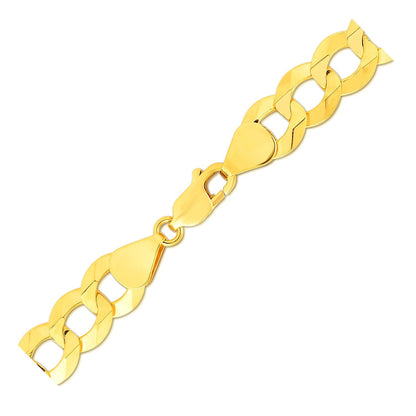 14k yellow gold solid curb bracelet, 10.00mm by Avera Group, view 3