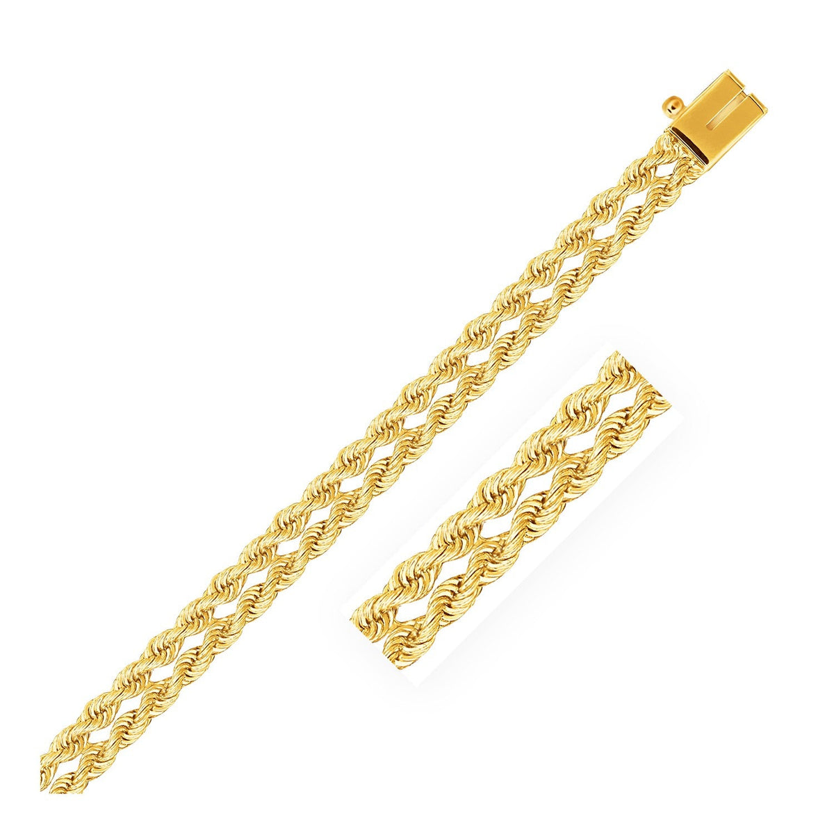 5.0 mm 14k yellow gold dual row rope bracelet, Avera Group