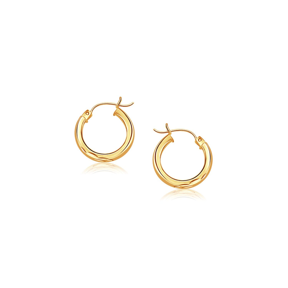 14k yellow gold diamond-cut hoop earrings, 3x20mm by Avera Group