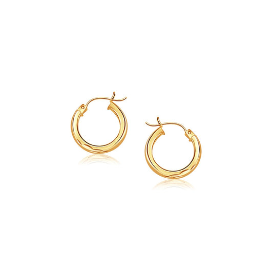 14k yellow gold diamond-cut hoop earrings, 3x20mm by Avera Group