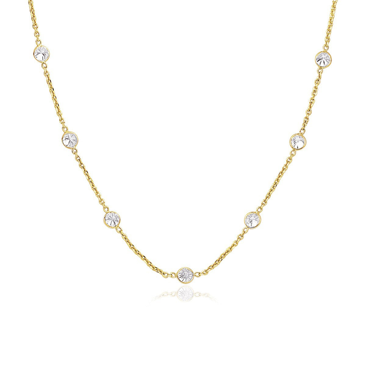 14k yellow gold CZ by the yard necklace with long links, Avera Group