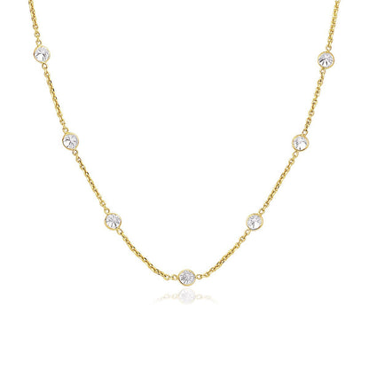 14k yellow gold CZ by the yard necklace with long links, Avera Group