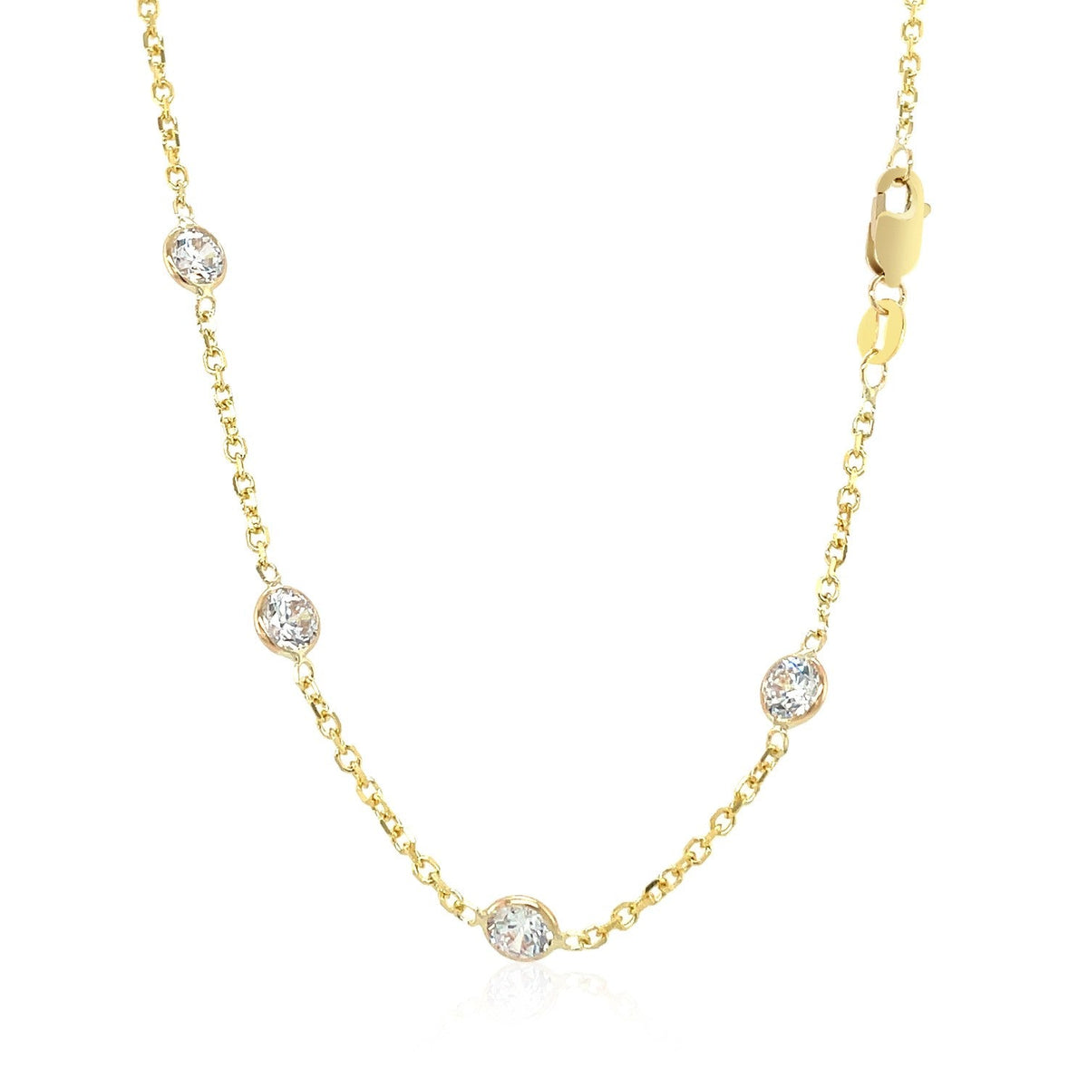 14k yellow gold CZ by the yard necklace with long links, Avera Group, view 3