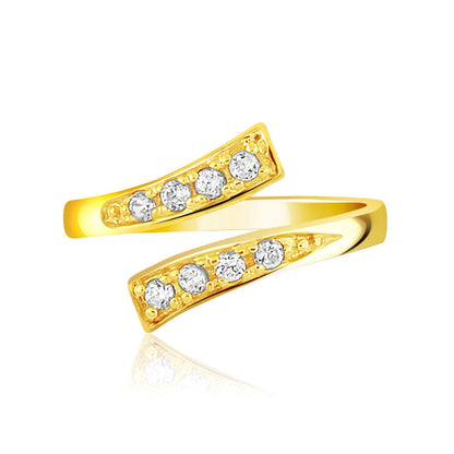 14k yellow gold contemporary toe ring with cubic zirconia accents, Avera Group