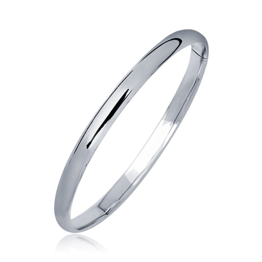 14k white gold children's dome bangle, 5.50mm, Avera Group