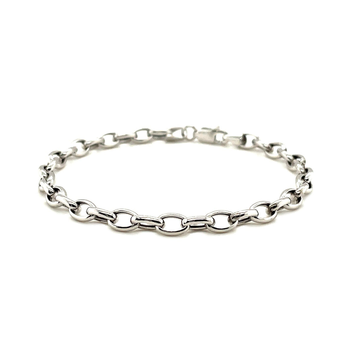 14k white gold oval rolo bracelet, 4.60mm, Avera Group, view 2