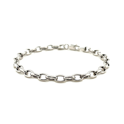 14k white gold oval rolo bracelet, 4.60mm, Avera Group, view 2