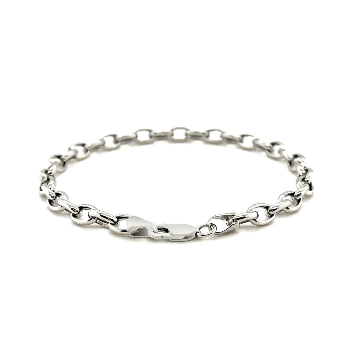 14k white gold oval rolo bracelet, 4.60mm, Avera Group, view 3