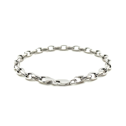 14k white gold oval rolo bracelet, 4.60mm, Avera Group, view 3