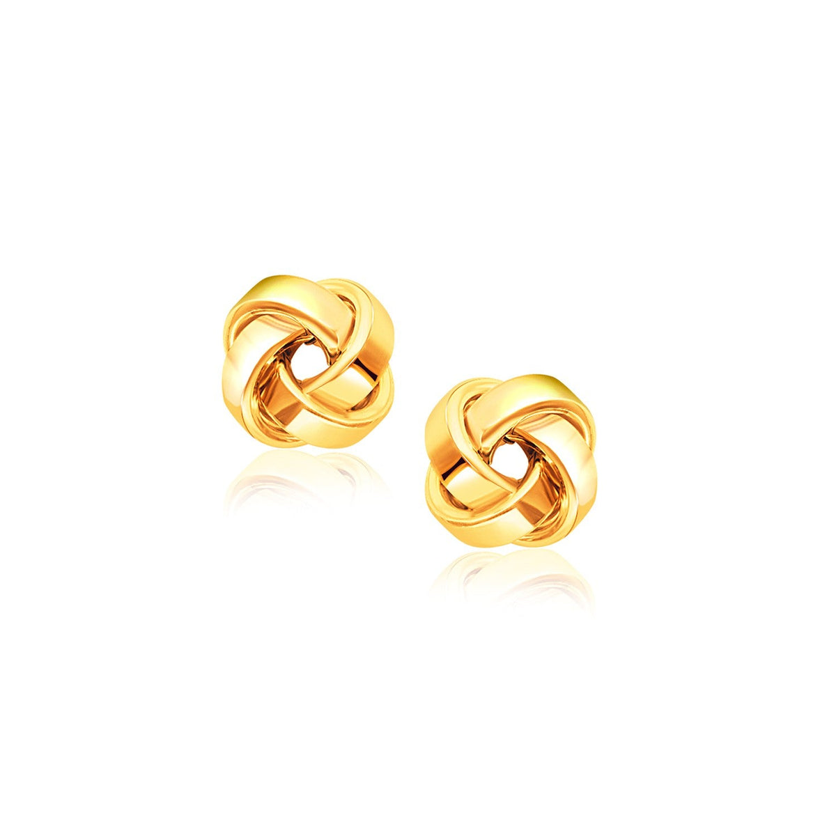 14k yellow gold polished love knot stud earrings, Avera Group