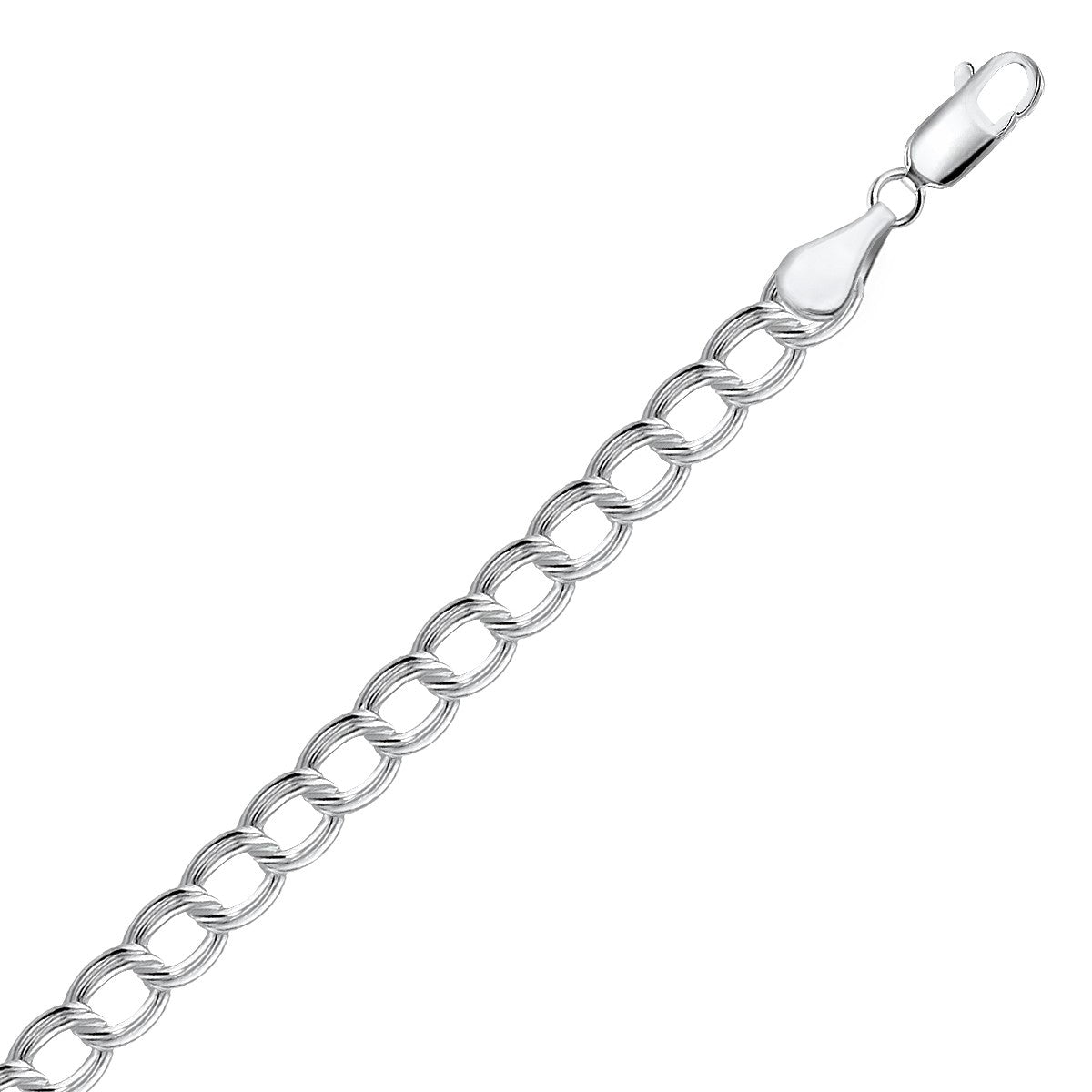 Sterling Silver Small Ridged Circular Chain Bracelet with Rhodium Plating by Avera Group