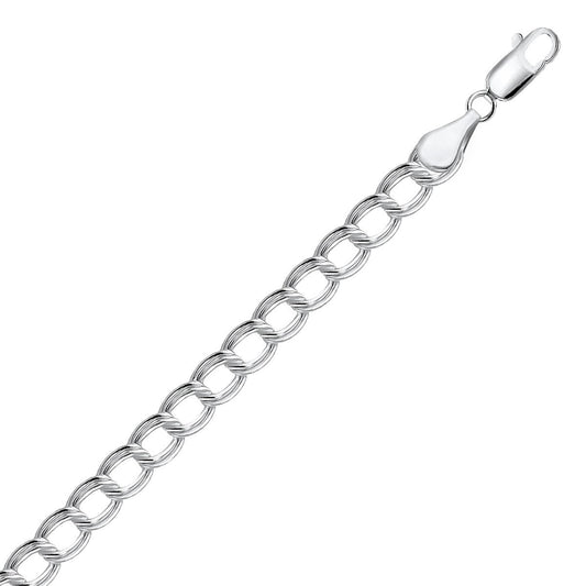 Sterling Silver Small Ridged Circular Chain Bracelet with Rhodium Plating by Avera Group