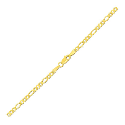 14k yellow gold solid Figaro bracelet, 2.80mm by Avera Group, view 2