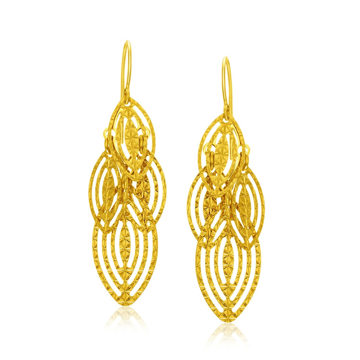 14k yellow gold cascading cut-out marquise drop earrings, 44mm by Avera Group