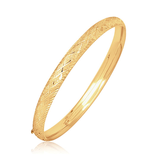 14k yellow gold carved bangle, 6mm, Avera Group
