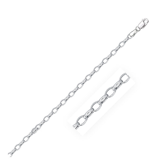 3.2mm oval rolo bracelet in 14k white gold by Avera Group