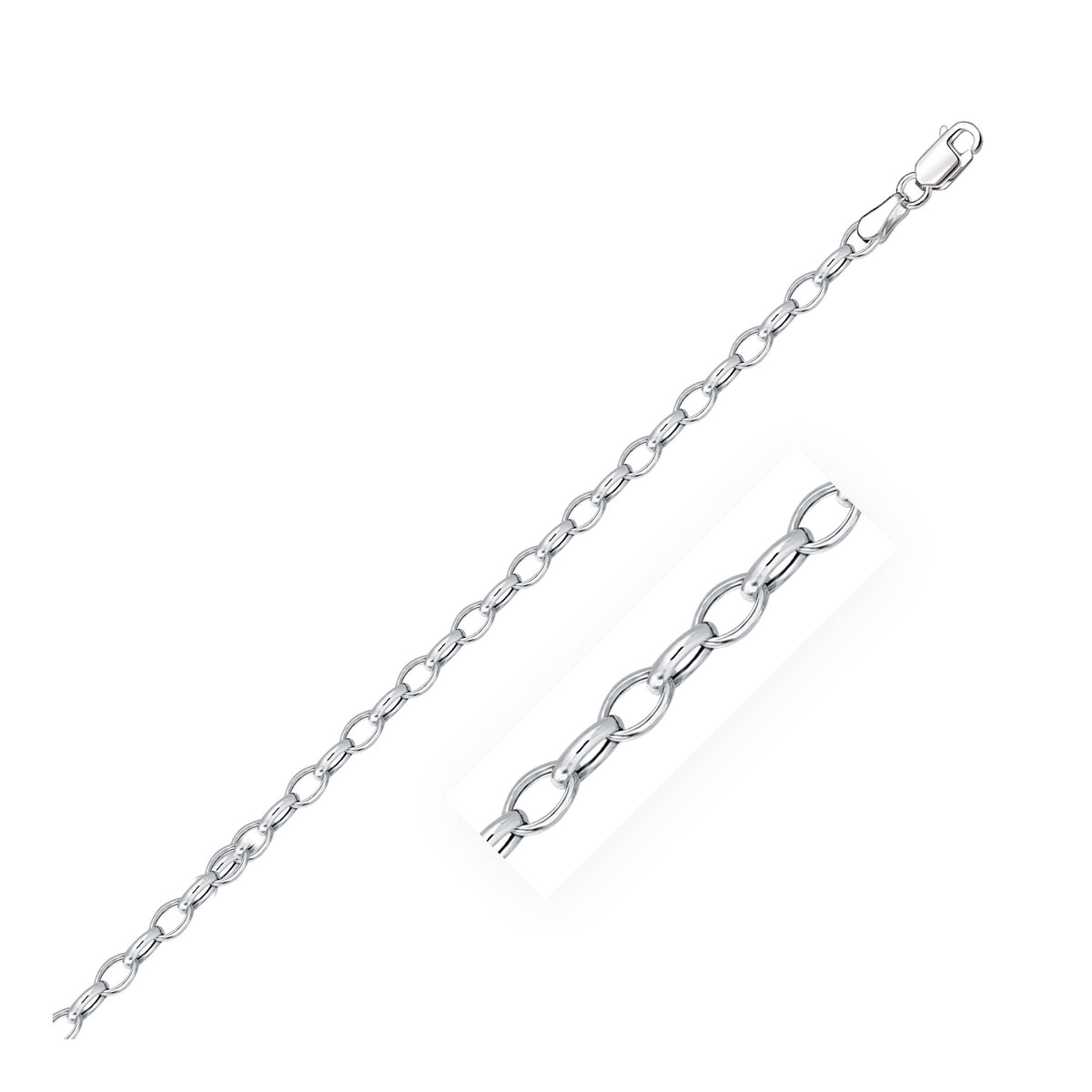 3.2mm oval rolo bracelet in 14k white gold by Avera Group