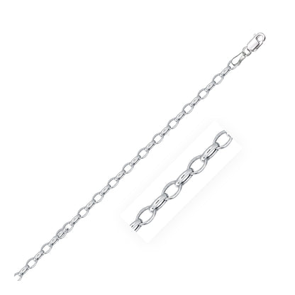 3.2mm oval rolo bracelet in 14k white gold by Avera Group