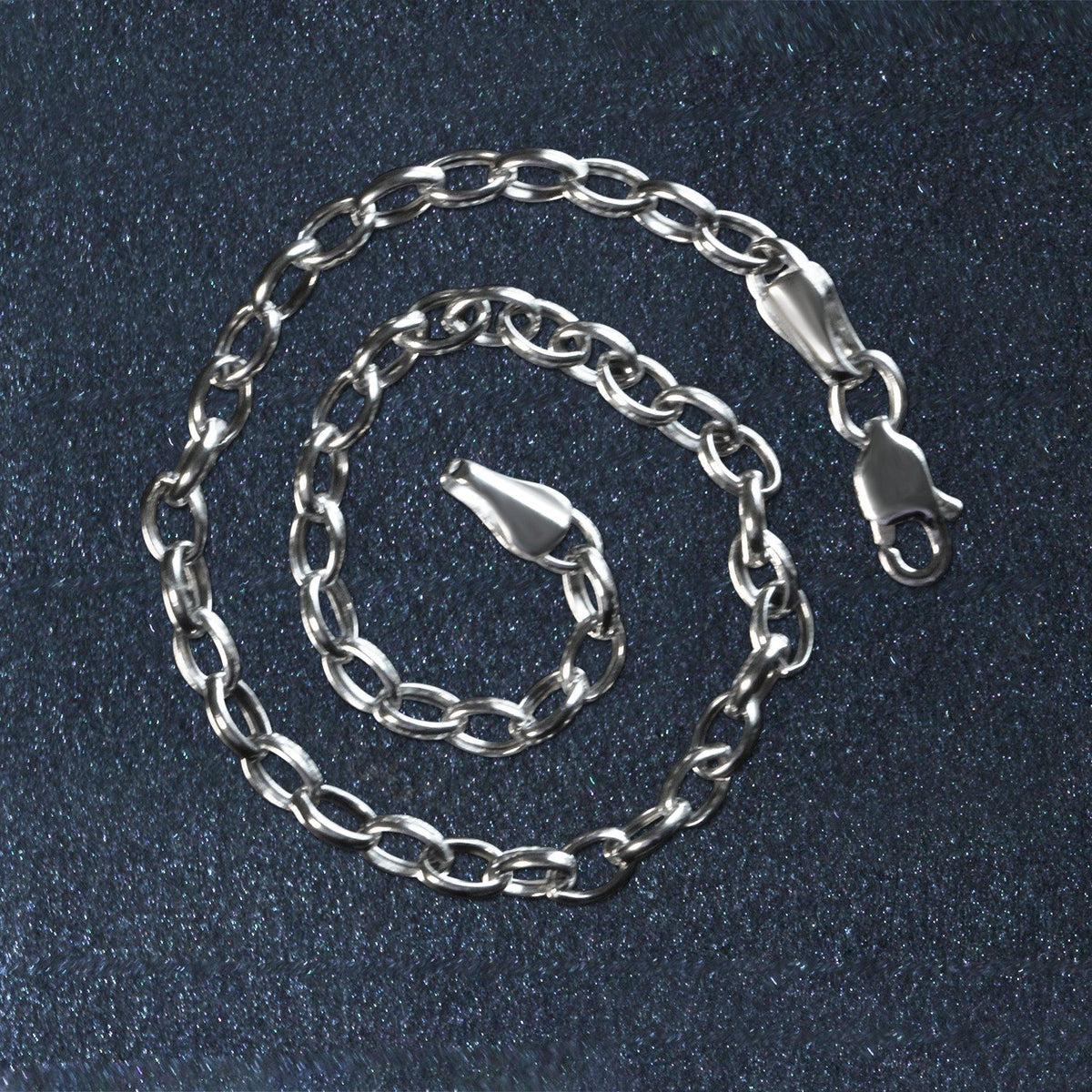 3.2mm oval rolo bracelet in 14k white gold by Avera Group, view 4