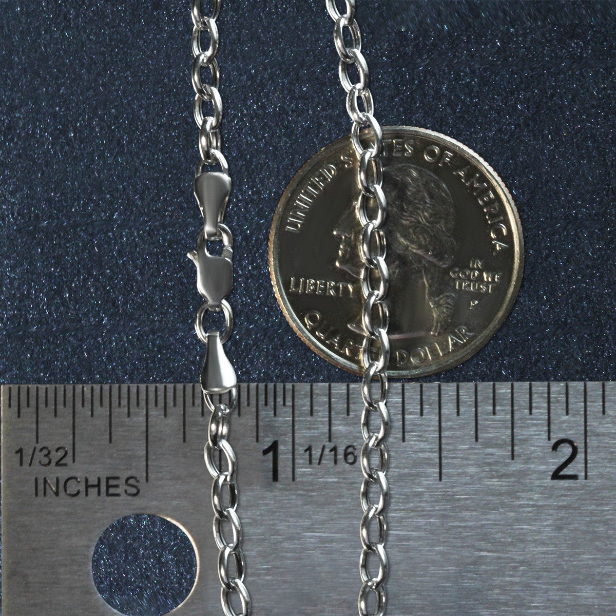 3.2mm oval rolo bracelet in 14k white gold by Avera Group, view 5