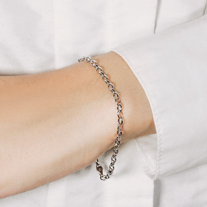 3.2mm oval rolo bracelet in 14k white gold by Avera Group, view 6