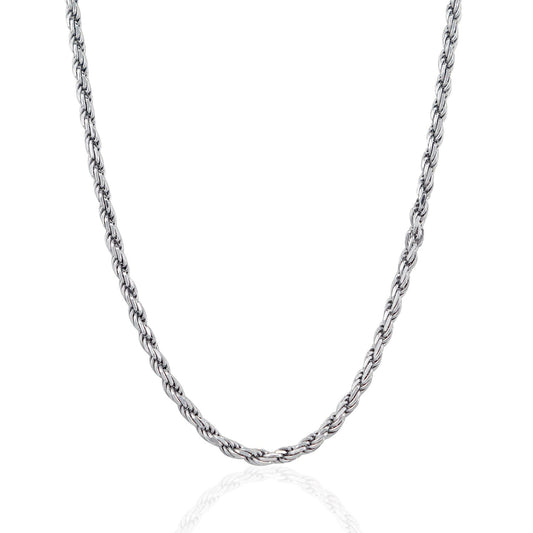 Sterling Silver 3.6mm Diamond Cut Rope Style Chain by Avera Group