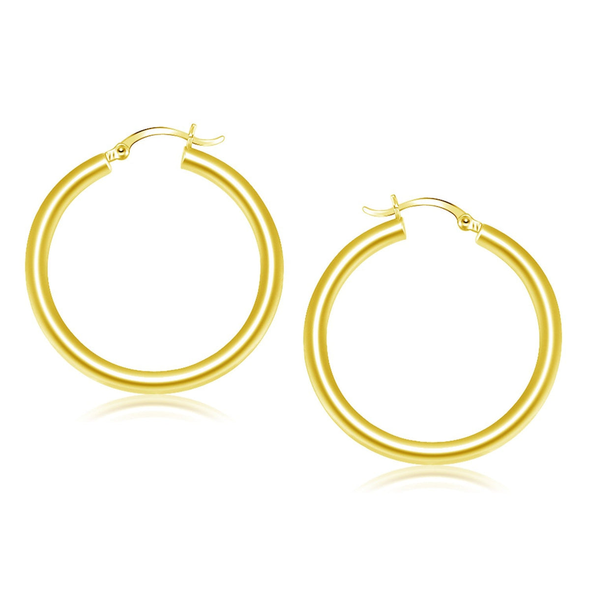14k yellow gold 4 x 40mm polished hoop earrings by Avera Group