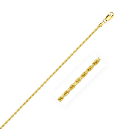 14k yellow gold solid rope chain, 1.80mm by Avera Group