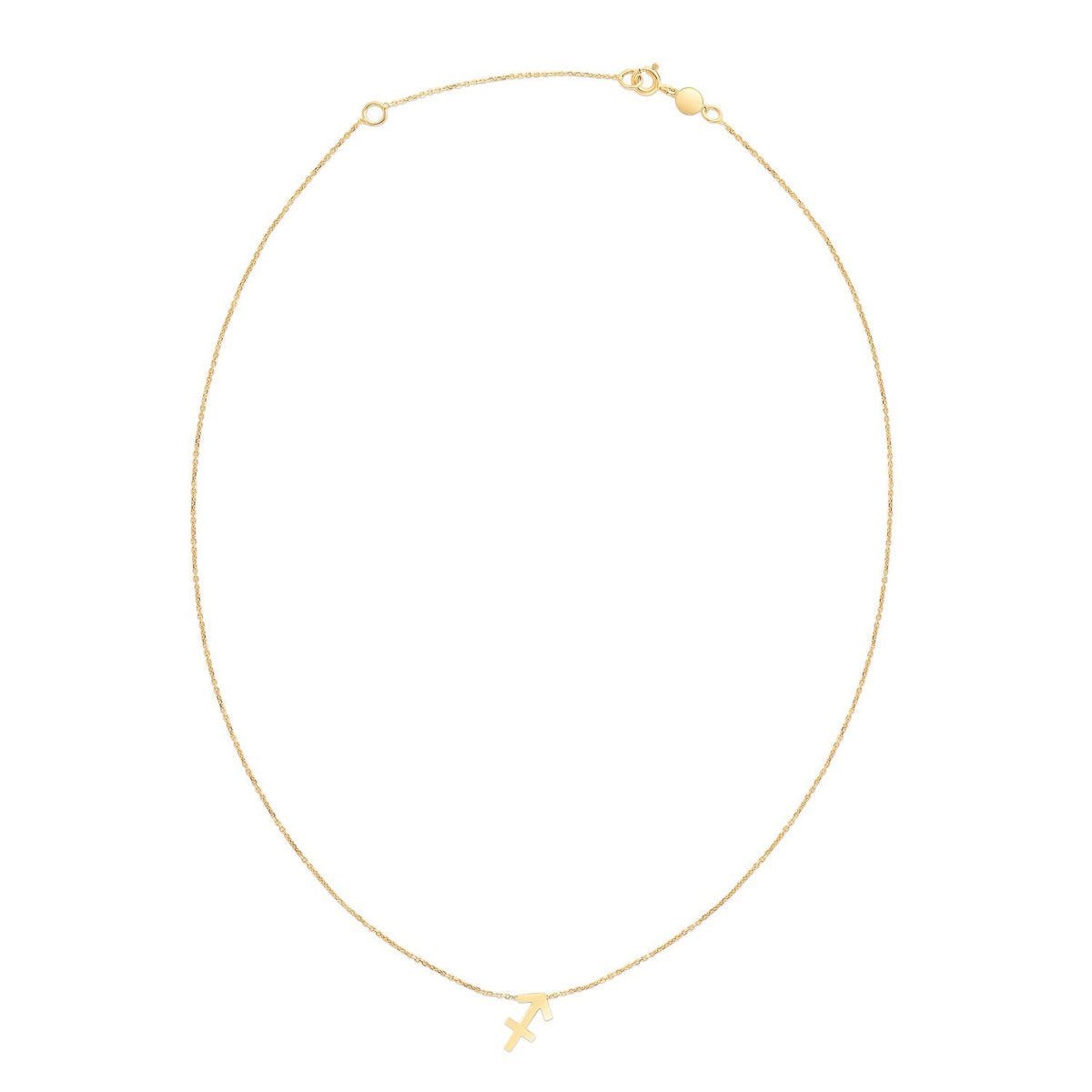 14k yellow gold Sagittarius zodiac sign necklace, Avera Group, view 2