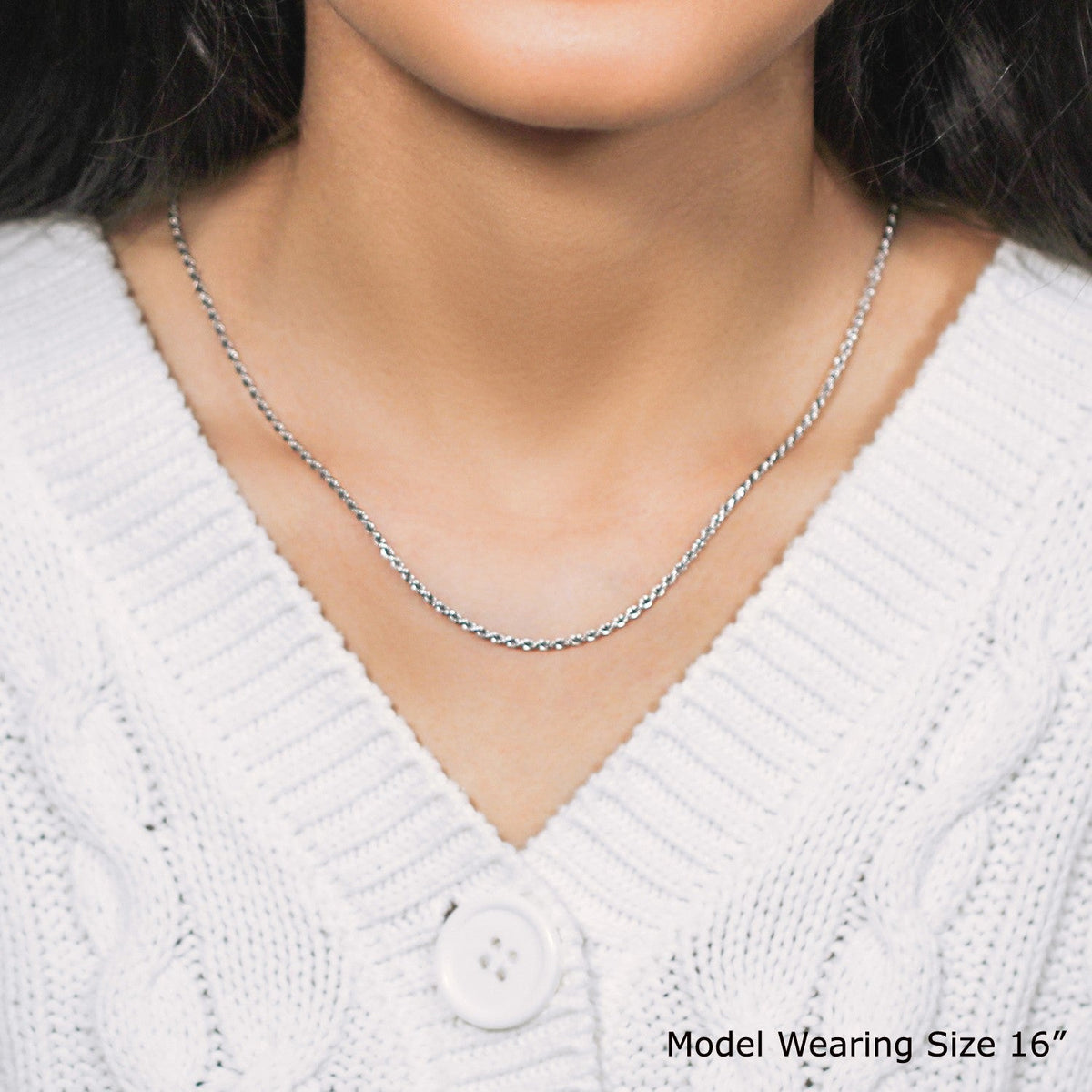 Sterling Silver 1.8mm Diamond Cut Rope Style Chain by Avera Group