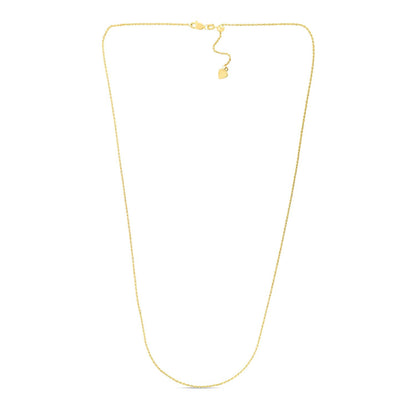 14k yellow gold adjustable rope chain 0.95mm with heart dangle, Avera Group, view 2