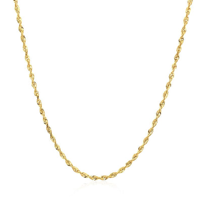 14k yellow gold solid diamond-cut rope chain, 1.60mm by Avera Group, view 2