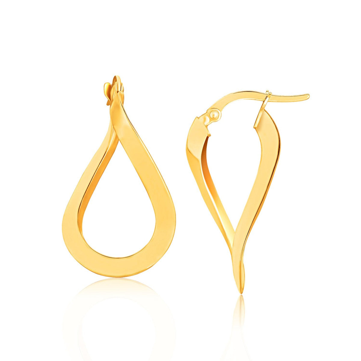 14k yellow gold flat polished twisted hoop earrings by Avera Group