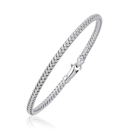 Fancy Weave Bangle in 14k White Gold (3.00 mm) by Avera Group
