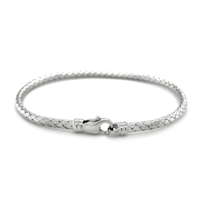 Fancy Weave Bangle in 14k White Gold (3.00 mm) by Avera Group
