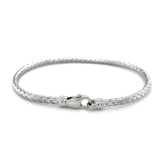 Fancy Weave Bangle in 14k White Gold (3.00 mm) by Avera Group