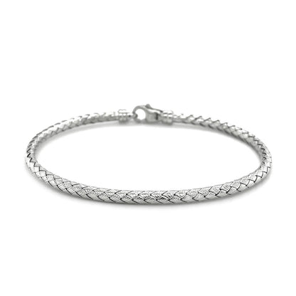 Fancy Weave Bangle in 14k White Gold (3.00 mm) by Avera Group