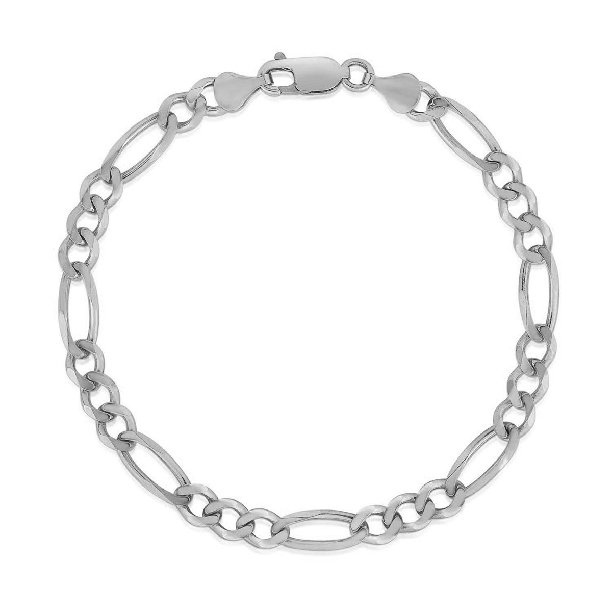 4.6mm 14k White Gold Solid Figaro Bracelet by Avera Group
