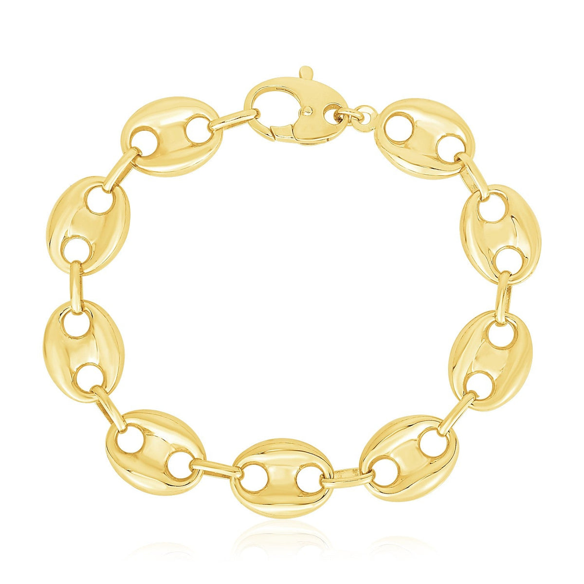 14k yellow gold puffed mariner link bracelet, 15 mm by Avera Group
