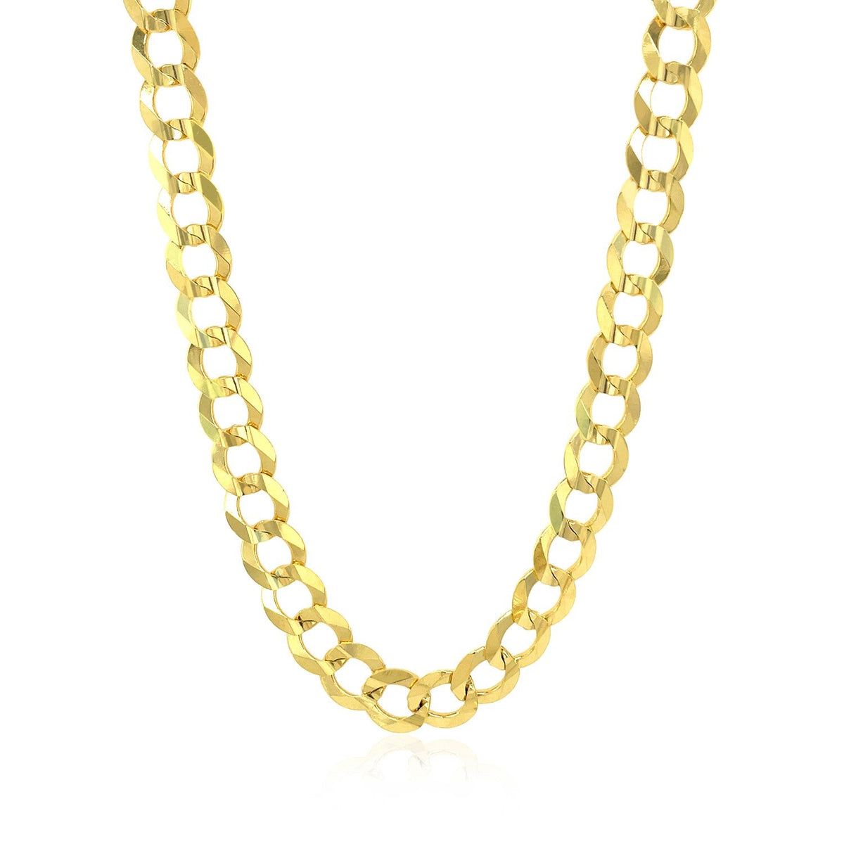 14k yellow gold solid curb chain, 7.00mm by Avera Group, view 5