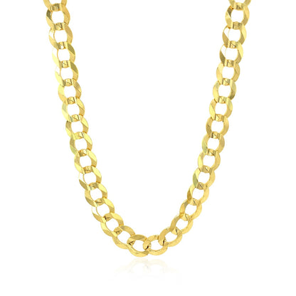 14k yellow gold solid curb chain, 7.00mm by Avera Group, view 5