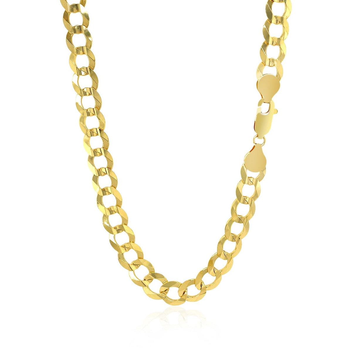 14k yellow gold solid curb chain, 7.00mm by Avera Group, view 6