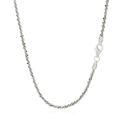 Rhodium Plated 2.2mm Sterling Silver Sparkle Style Chain (2.20 mm) by Avera Group