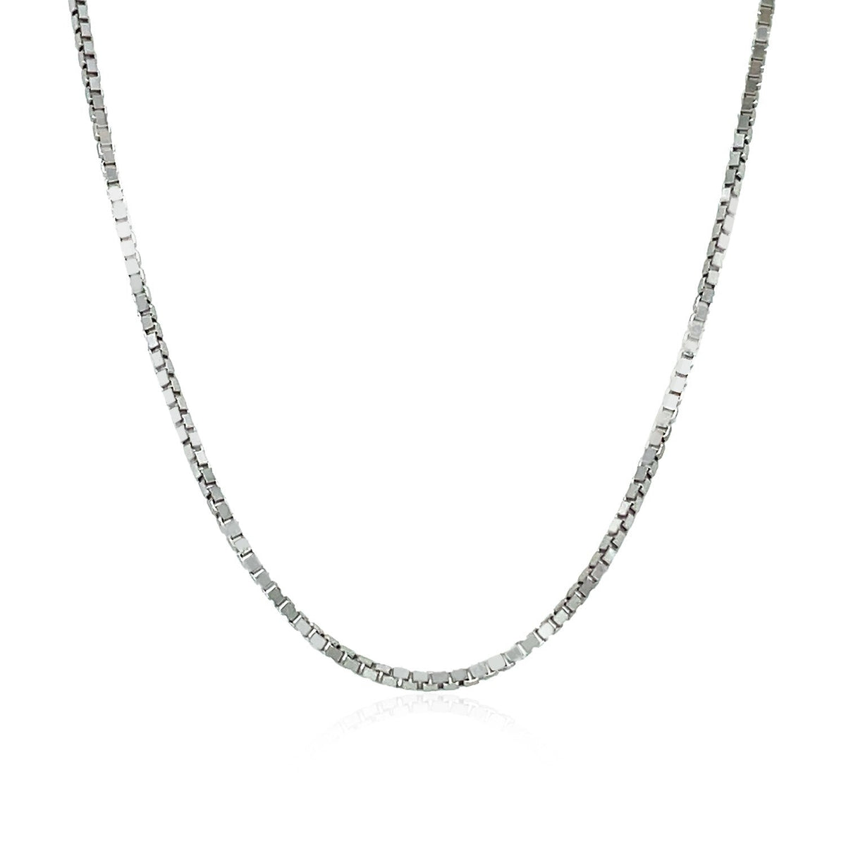 14k white gold classic box chain, 1.10mm, Avera Group, view 2