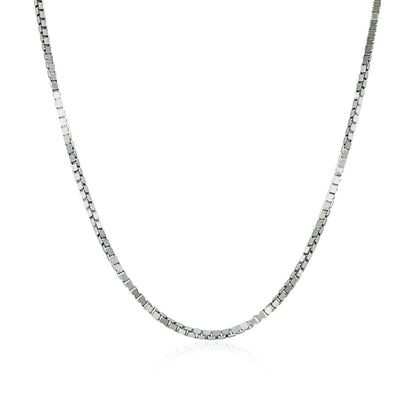 14k white gold classic box chain, 1.10mm, Avera Group, view 2