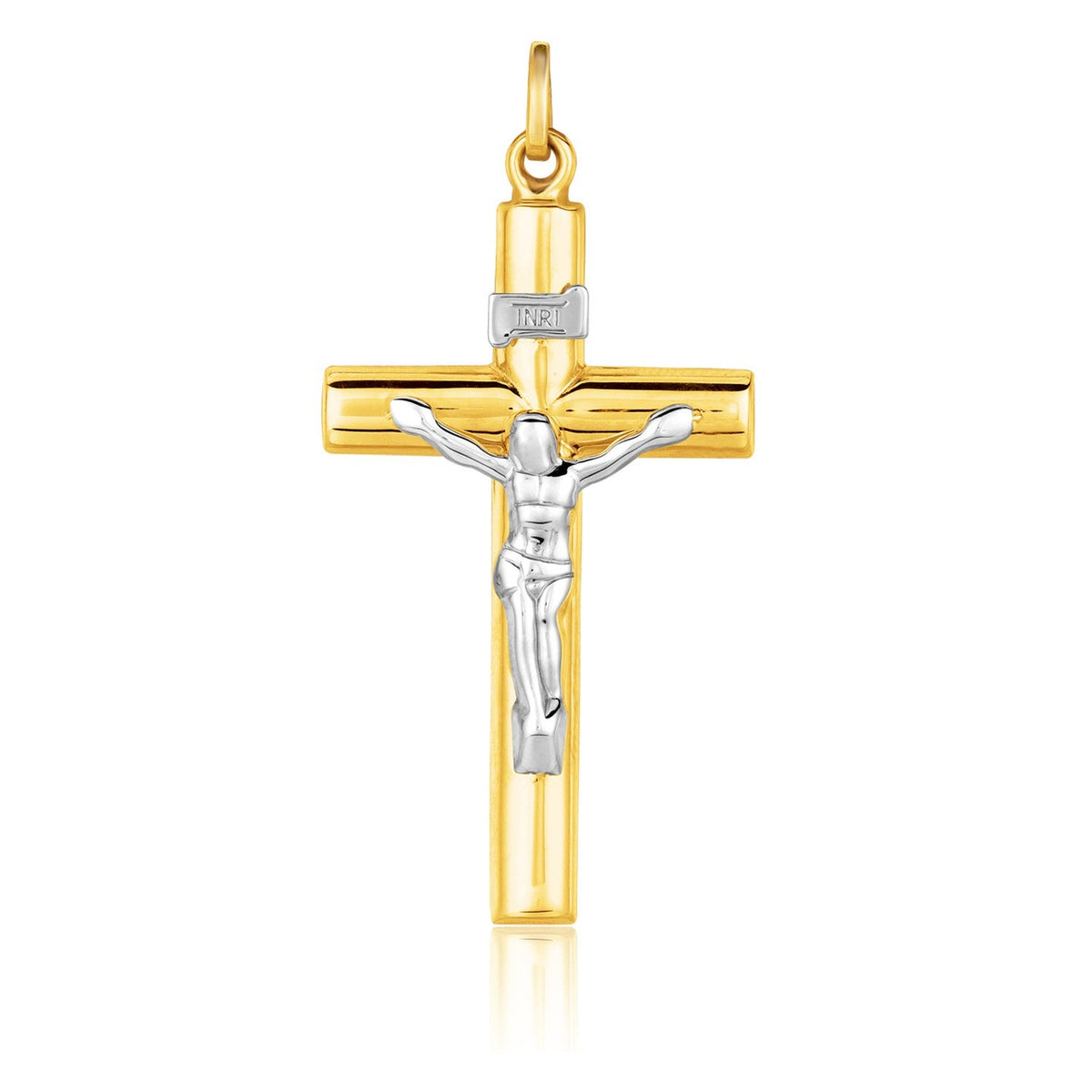 14k two-tone gold cross pendant by Avera Group
