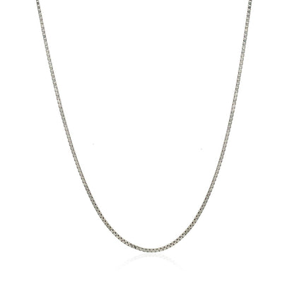 14k white gold classic box chain, 0.85mm, Avera Group, view 2