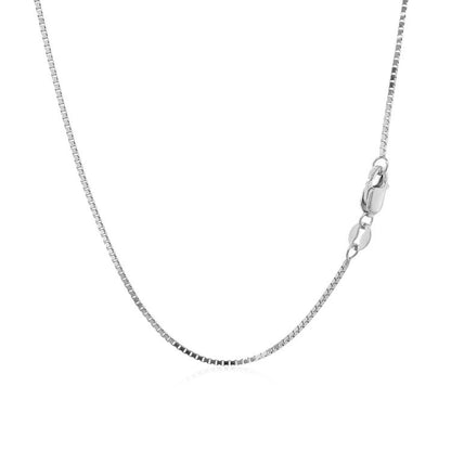 14k white gold classic box chain, 0.85mm, Avera Group, view 3
