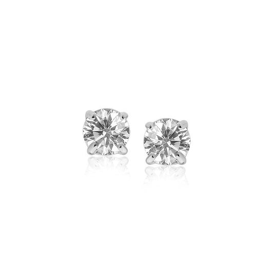 Sterling Silver Faceted White Cubic Zirconia Stud Earrings(4mm) by Avera Group