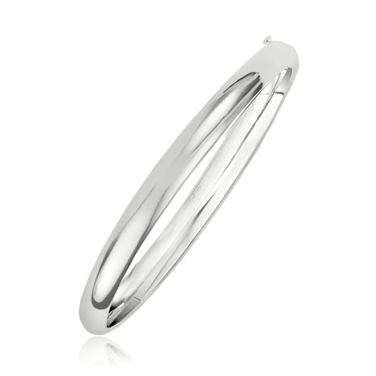 Classic Bangle in 14k White Gold (5.00 mm) by Avera Group